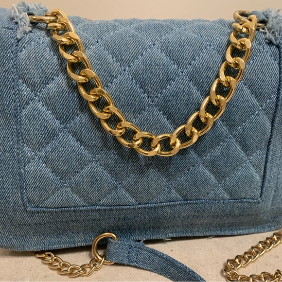 NEW DENIM CHAIN HANDBAG - Picture 6 of 7